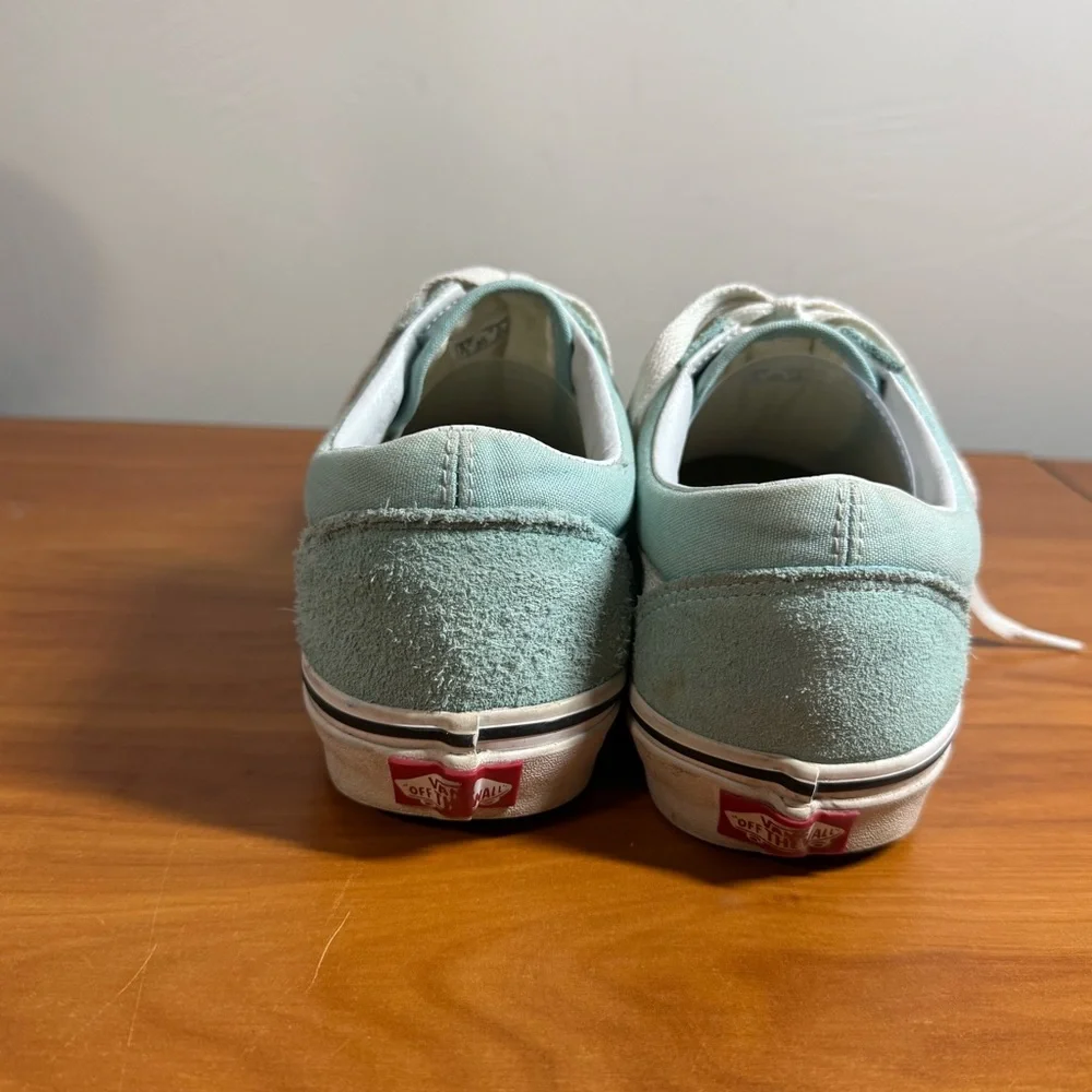 Vans Old Skool Low Top Sneaker Suede Leather Skate Teal Light Blue‎ W9.5